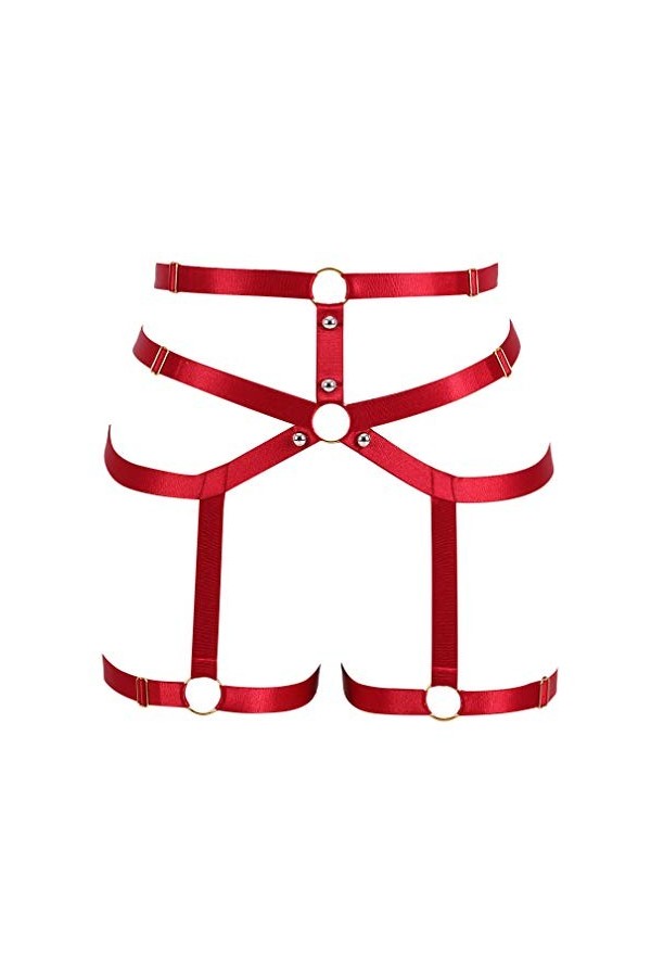 Bansgoth Ceinture porte-jarretelles en tissu extensible pour femme - Rouge - Taille Unique