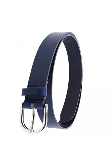 FASHIONGEN - Ceinture femme en Cuir de Taureau végétale, 3 cm de largeur, pour jeans, pantalons, RIVOLI - Bleu marine Boucle