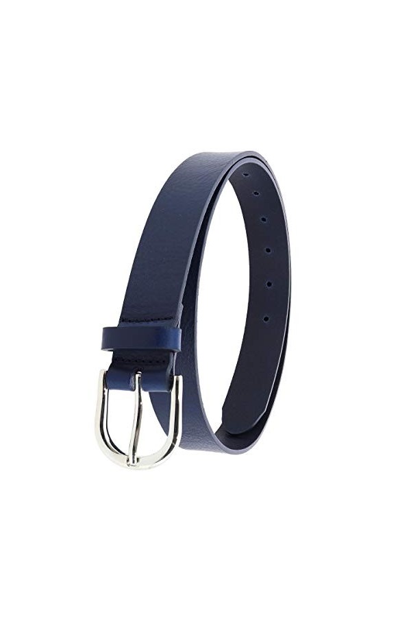 FASHIONGEN - Ceinture femme en Cuir de Taureau végétale, 3 cm de largeur, pour jeans, pantalons, RIVOLI - Bleu marine Boucle