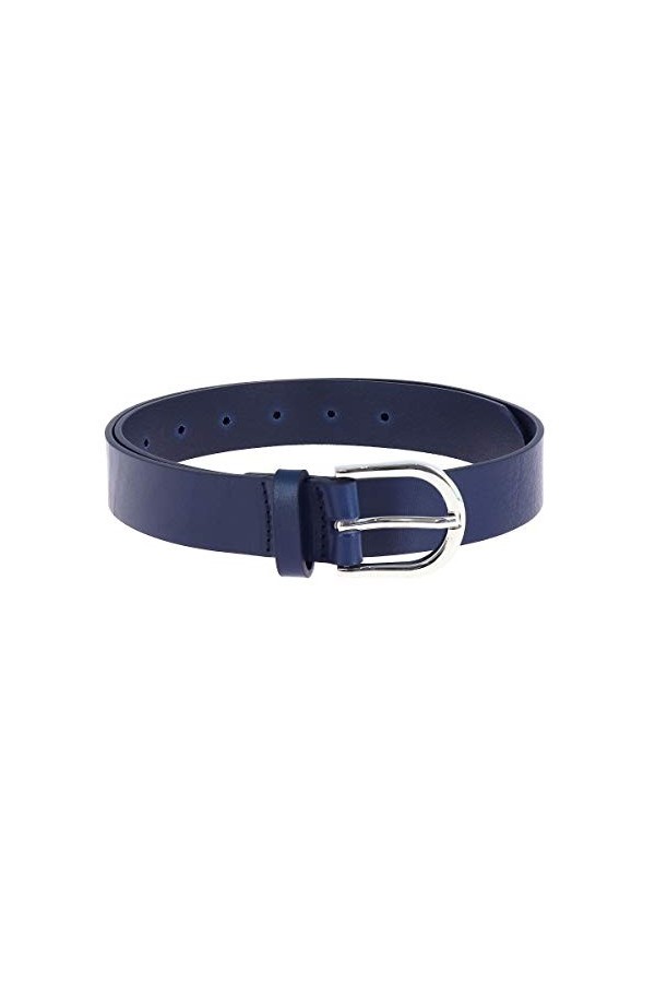 FASHIONGEN - Ceinture femme en Cuir de Taureau végétale, 3 cm de largeur, pour jeans, pantalons, RIVOLI - Bleu marine Boucle
