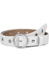 styleBREAKER ceinture en cuir pour femmes avec rivets perforés et surface brillante, cuir véritable, longueur ajustable 03010