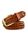 Stevenurr Ceinture tressée en cuir véritable hommes femmes ceintures marron ceinture 100-120cm ceinture décontractée ceinture