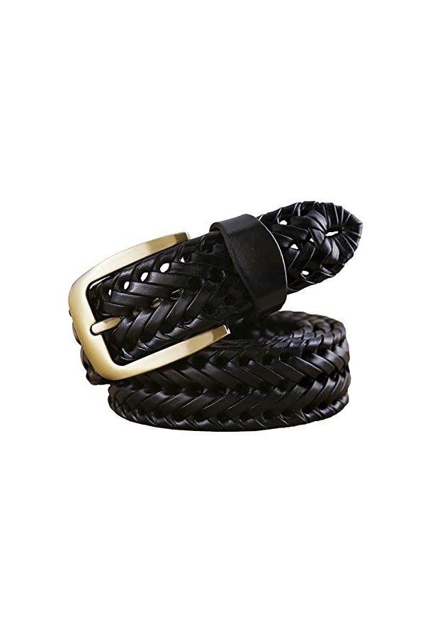 Stevenurr Ceinture tressée en cuir véritable hommes femmes ceintures marron ceinture 100-120cm ceinture décontractée ceinture
