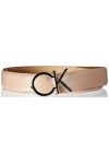 Calvin Klein Ceinture Femme Re-Lock Ck Logo Belt 3.0 cm Ceinture Cuir, Blanc Bright White , 130 cm