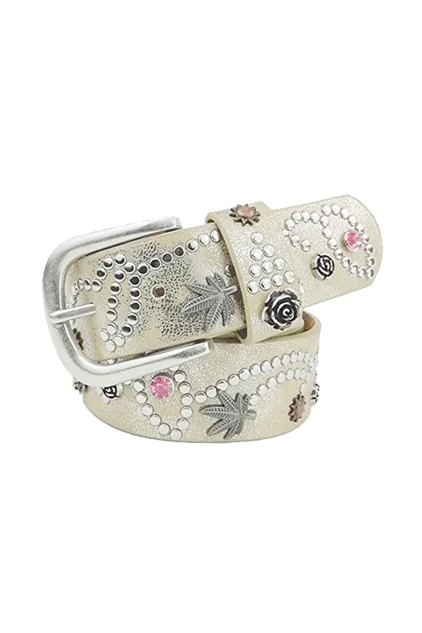 Karoukee Jolie ceinture tendance pour femmes pour jeans, pantalons et shorts, ceinture moderne en cuir mélangé PU et cuir de 