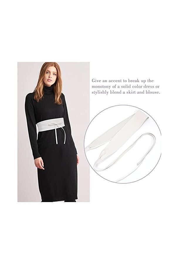 SUOSDEY Ceinture large pour femme - Ceinture large pour femme - Ceinture à nouer - Ceinture en cuir, 05 - Noir/blanc/marron/c