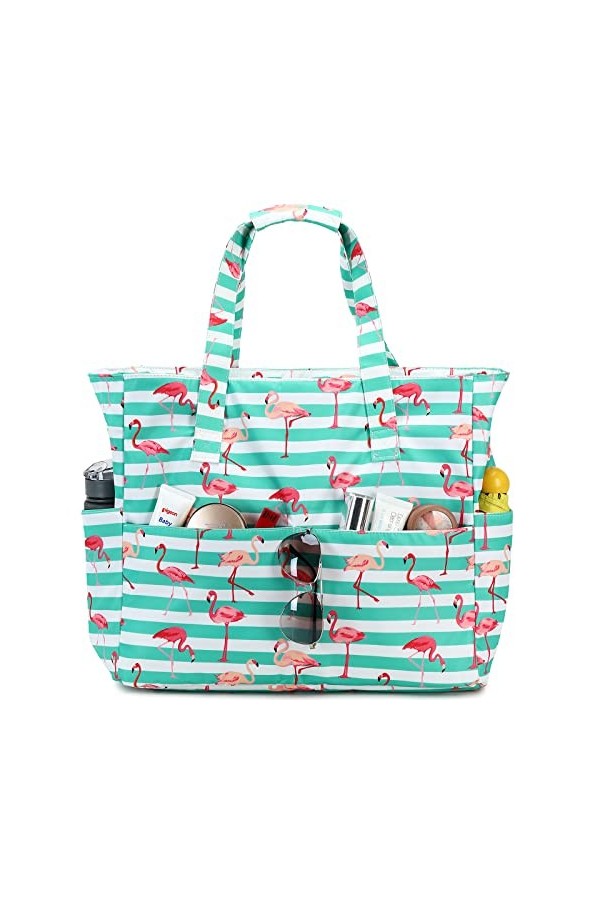 LEDAOU Grand sac de plage avec fermeture éclair pour femme, étanche, sac de transport, sac à bandoulière, sac de transport, s