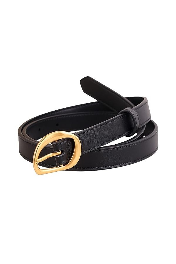 Sylstrap Ceintures en cuir véritable for femmes avec boucle irrégulière, ceinture de mode de luxe for dames robe jeans mantea