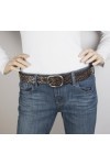 styleBREAKER Ceinture style vintage avec des rivets à tête plate de différentes tailles, longueur ajustable 03010022, taille: