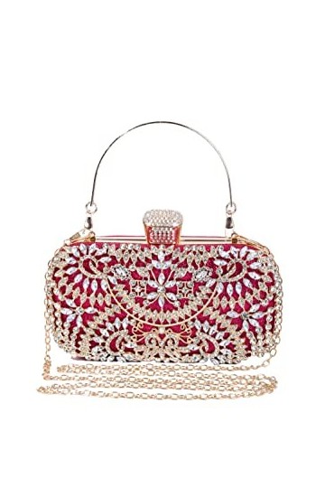 Covelin Sac de Soirée Femme Strass Décoré Sac à Main Bandoulière Bandoulière avec Chaîne, rose