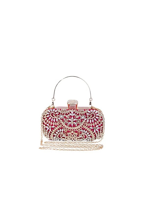 Covelin Sac de Soirée Femme Strass Décoré Sac à Main Bandoulière Bandoulière avec Chaîne, rose