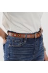 FASHIONGEN - Ceinture femme Cuir à œillets, tannage végétale, fabriqué en France LIBBY - Camel, 75