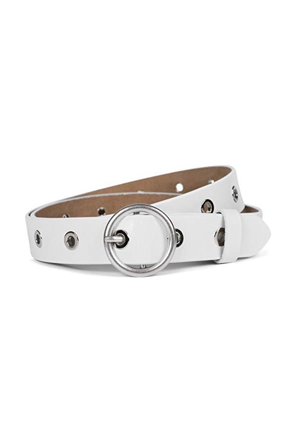 styleBREAKER ceinture en cuir pour femmes avec rivets perforés et surface brillante, cuir véritable, longueur ajustable 03010