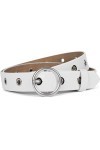 styleBREAKER ceinture en cuir pour femmes avec rivets perforés et surface brillante, cuir véritable, longueur ajustable 03010
