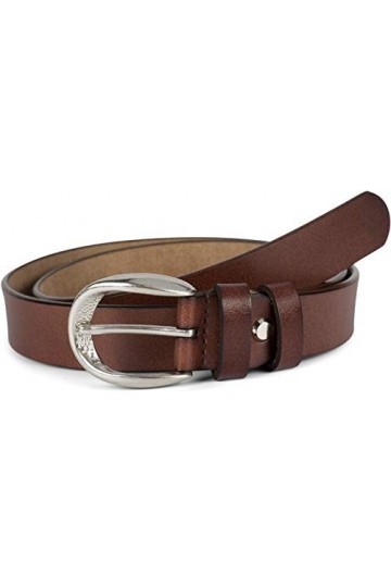 styleBREAKER Ceinture étroite unisexe en cuir véritable Unicolore avec boucle gaufrée, cuir Unicolore, peut être raccourcie 0