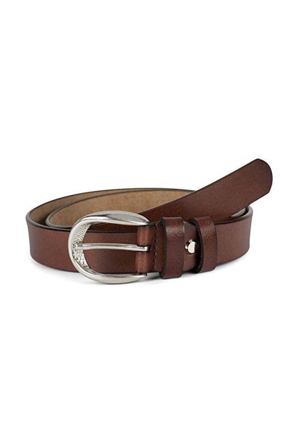 styleBREAKER Ceinture étroite unisexe en cuir véritable Unicolore avec boucle gaufrée, cuir Unicolore, peut être raccourcie 0
