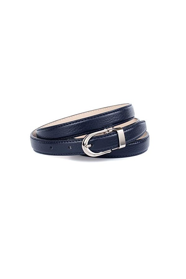 Anthoni Crown Ledergürtel Ceinture, Bleu Foncé, 80 Femme