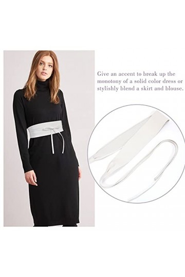 SUOSDEY Ceinture large pour femme - Ceinture large pour femme - Ceinture à nouer - Ceinture en cuir, 05 - Noir/blanc/marron/c