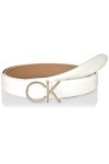 Calvin Klein Ceinture Femme Re-Lock Ck Logo Belt 3.0 cm Ceinture Cuir, Blanc Bright White , 130 cm