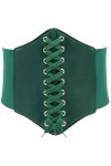 Lamdgbway Corset en cuir à lacets - Ceinture élastique rétro pour femme, vert, S:taille 25/27"