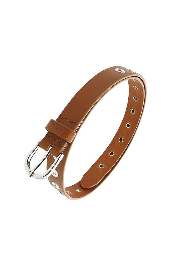 FASHIONGEN - Ceinture femme Cuir à œillets, tannage végétale, fabriqué en France LIBBY - Camel, 75