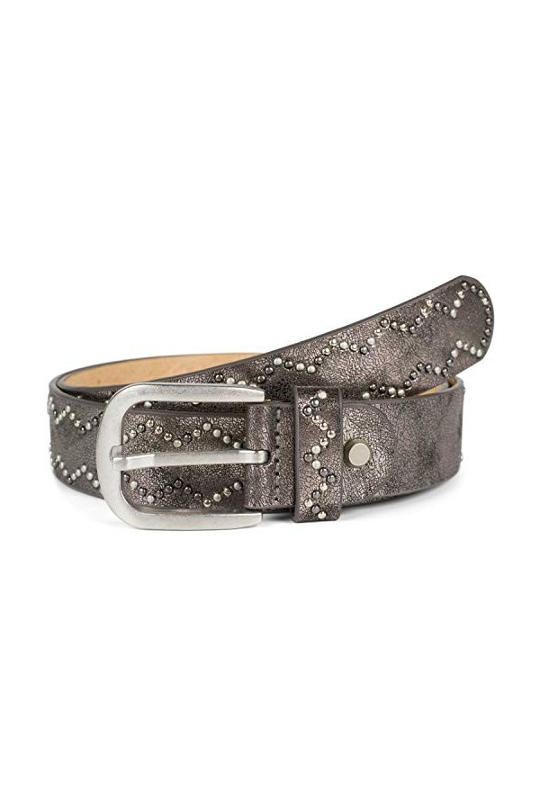 styleBREAKER Ceinture cloutée pour dames Plain avec petits clous en motif dentelé, ceinture, ceinture synthétique, peut être 