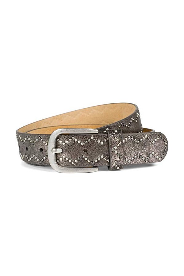 styleBREAKER Ceinture cloutée pour dames Plain avec petits clous en motif dentelé, ceinture, ceinture synthétique, peut être 