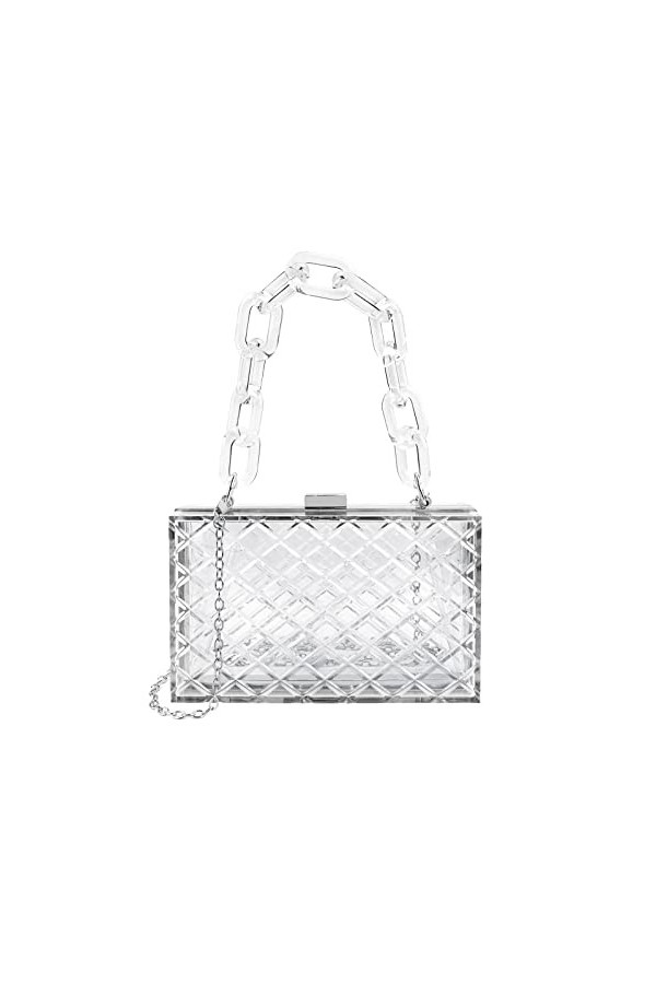 Sac à main transparent en acrylique pour femme, pochette de soirée, sac à main à bandoulière transparent avec poignée pour l