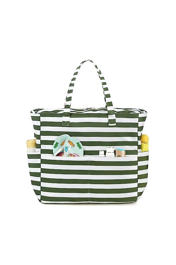 LEDAOU Grand sac de plage avec fermeture éclair pour femme, étanche, sac de transport, sac à bandoulière, sac de transport, s