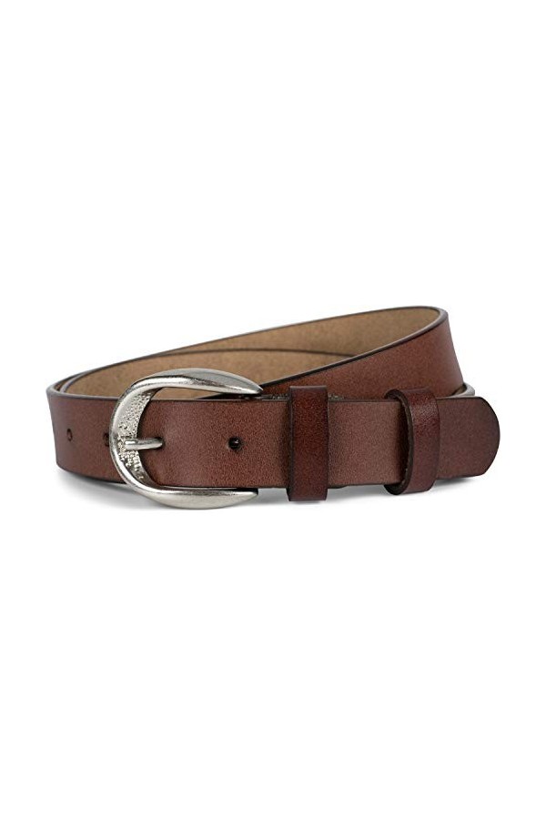 styleBREAKER Ceinture étroite unisexe en cuir véritable Unicolore avec boucle gaufrée, cuir Unicolore, peut être raccourcie 0