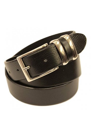 ITALOITALY - Ceinture en cuir véritable avec double boucle en métal, env. 3,5 cm de large, noir, fabriquée à la main, fabriqu
