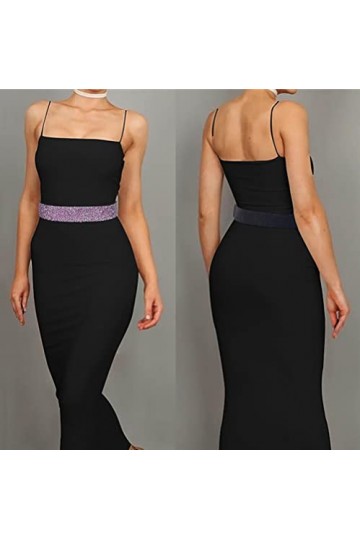 Suyi Extensible Strass Ceinture Cristal Élastique Large Taille Ceinture Brillant Bling Ceintures pour Femmes Robe Rhinestone 