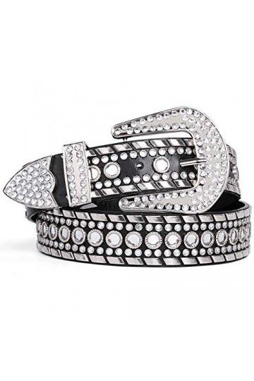 SUOSDEY Ceinture en cuir clouté pour femme Western Cowgirl Bling Ceinture en cuir clouté pour pantalon en jean, Rouge 05 , M