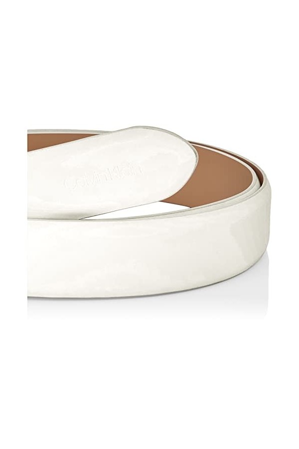 Calvin Klein Ceinture Femme Re-Lock Ck Logo Belt 3.0 cm Ceinture Cuir, Blanc Bright White , 130 cm