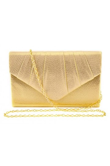 SUCCUNA Pochette de soirée pour femme et fille - Charmant sac à main plissé avec chaîne amovible, doré, Medium