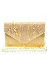 SUCCUNA Pochette de soirée pour femme et fille - Charmant sac à main plissé avec chaîne amovible, doré, Medium