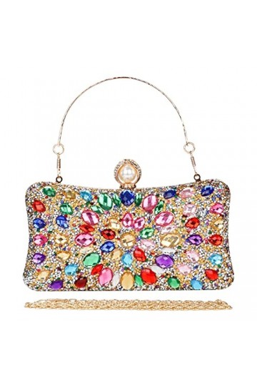 COAIMANEY Sac à main de soirée pour femme avec strass scintillants pour fête de mariage, bal de fin dannée, 2212-or