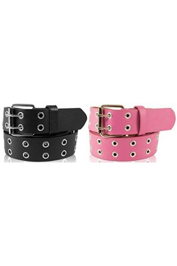 SCAMODA Lot de 2 ceintures à riveter avec double boucle, œillets et boucle ardillon pour homme et femme - - Taille unique