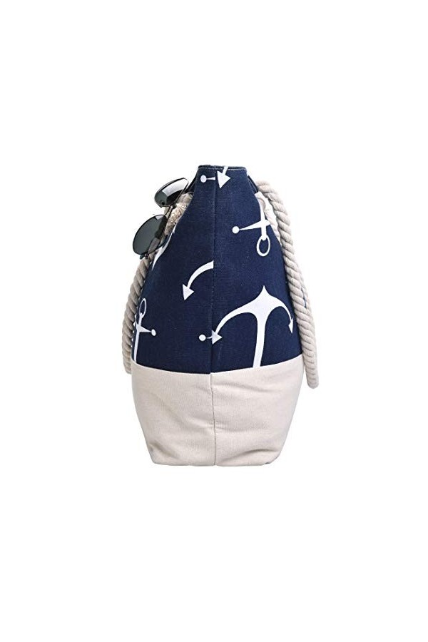 OZCHIN Grand sac de plage pour femme - Fournitures de plage - Excellent cadeau danniversaire, de Noël pour femme, Navy Blue,