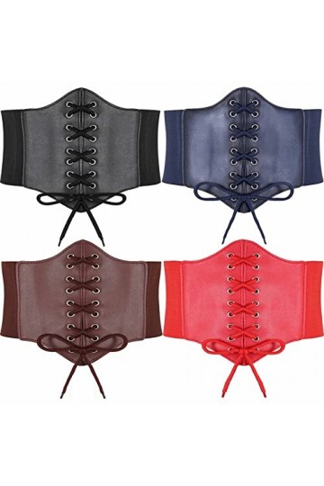 Hoerev Dames Filles Élastique Large bande Élastique Attaché Guêpe Corset Taille Ceinture Bustiers Corsets，Noir + bleu marine 