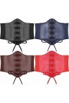 Hoerev Dames Filles Élastique Large bande Élastique Attaché Guêpe Corset Taille Ceinture Bustiers Corsets，Noir + bleu marine 