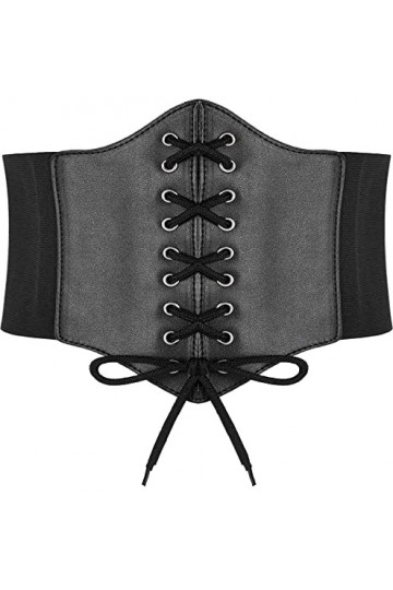 Hoerev Dames Filles Élastique Large bande Élastique Attaché Guêpe Corset Taille Ceinture Bustiers Corsets，Noir + bleu marine 