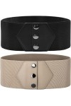 GRACE KARIN Ceinture corset à bouton-pression extensible pour robe large ceintures élastiques, Noir + abricot, XL