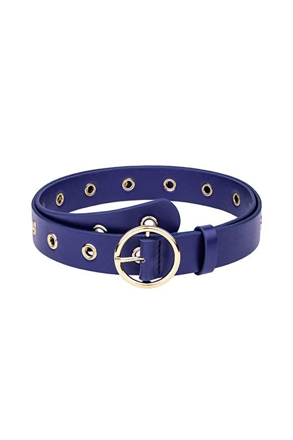 KYEYGWO Ceinture en cuir pour femme pour jeans avec boucle à épingle pour robe de 69,8 cm à 100,1 cm - Bleu - Taille Unique