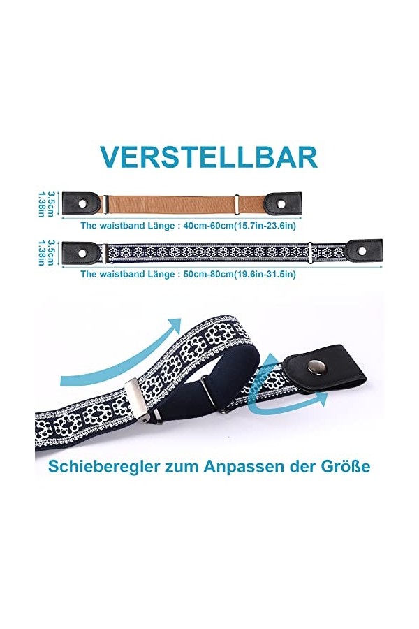 SANNIX Lot de 8 ceintures sans boucle élastiques sans boucle - Ceinture invisible réglable pour homme et femme