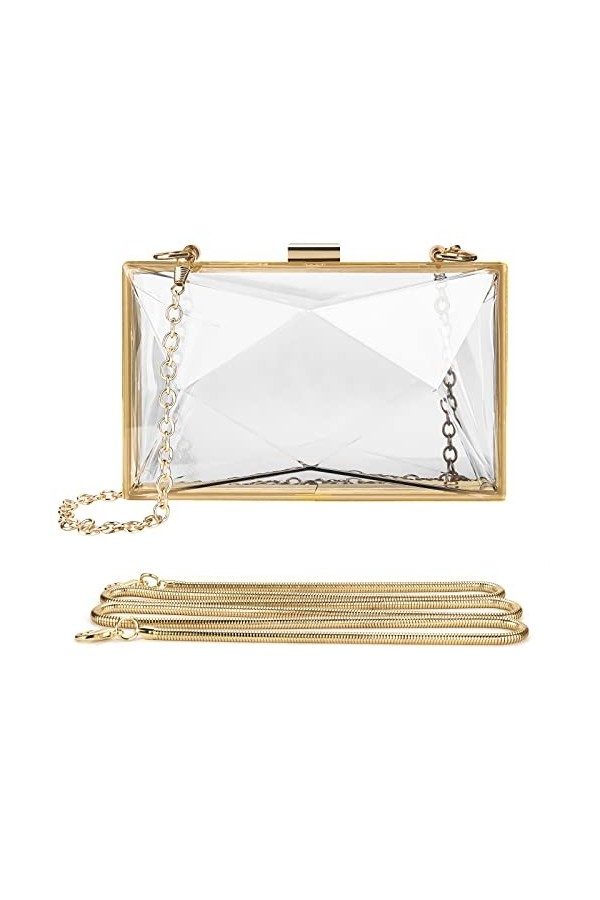 Linkidea Sac à main transparent en acrylique pour femme - Pochette de soirée en forme de losange transparent - Pour fête de m