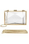 Linkidea Sac à main transparent en acrylique pour femme - Pochette de soirée en forme de losange transparent - Pour fête de m