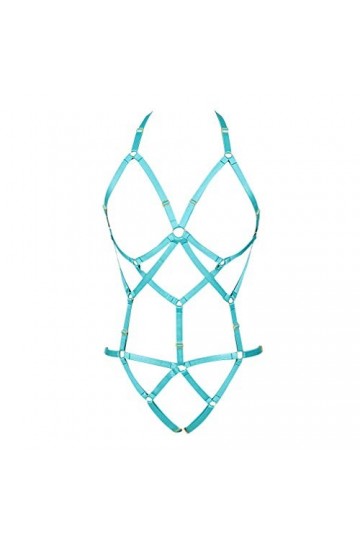 BANSSGOTH Harnais pour femme - Ceinture porte-jarretelles réglable - Grande taille - Style punk gothique - Halloween rave, Or