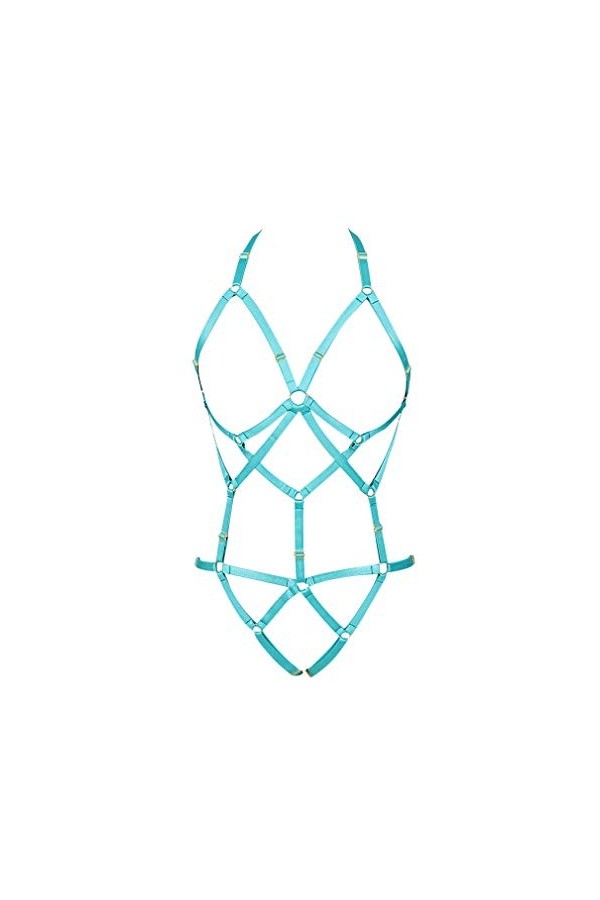 BANSSGOTH Harnais pour femme - Ceinture porte-jarretelles réglable - Grande taille - Style punk gothique - Halloween rave, Or