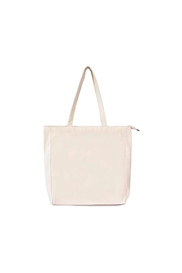 Yuuki Sac en Toile, Canvas Tote Bag, Sac Toile Réutilisable, Sac en Tissu Aesthetic avec Fermeture Éclair et Poche Intérieure